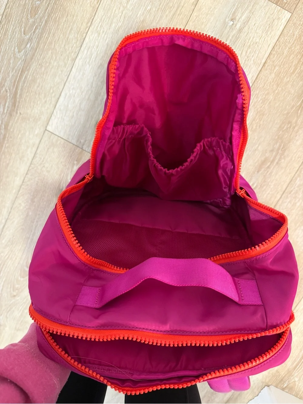 lululemon athletica Bright Magenta Backpack with Orange Trim